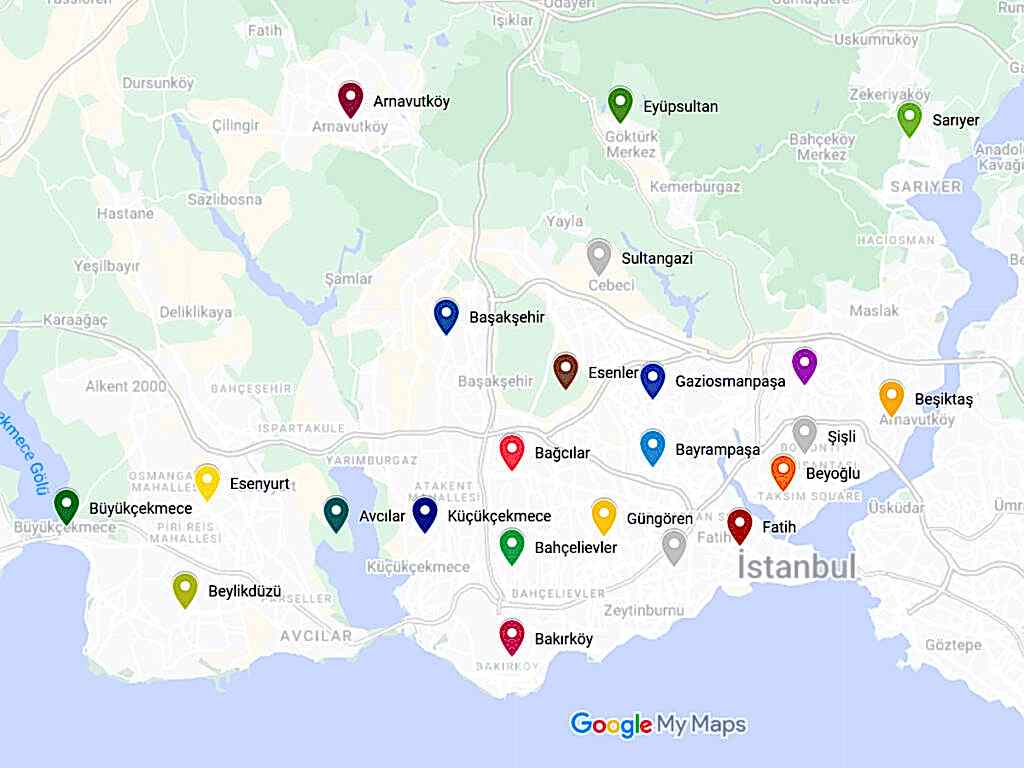 İstanbul Pimapen Tamiri - SERVİS BÖLGELERİ